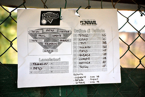 Lineup baseball genova Lineup Day 11